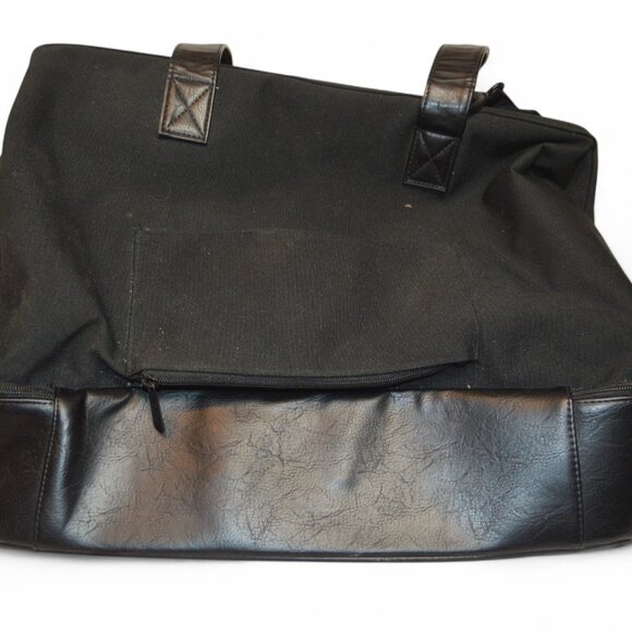 BÉIS Weekender Bag Black Faux Leather Canvas Travel Tote - Picture 11 of 11